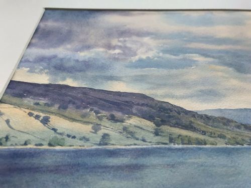 fig 1. Florence R Walker Mid 20th Century Vintage English Watercolour Painting Gouthwaite Reservoir Nidderdale, North Yorkshire Landscape
