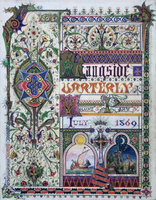 Signed Original 1869 Watercolour Painting & Ink Drawing Illuminated Script