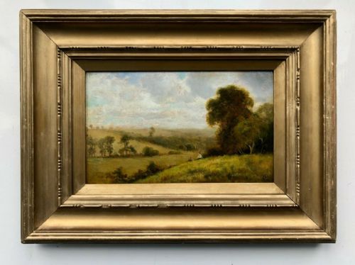 Signed with Monogram Original English Antique Oil Painting Figures at Bromley Hill Kent