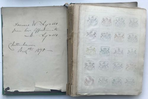 fig 1. 4 Albums of Antique Circa 19th Century Crests & Coats of Arms Large Scrap Book Collection