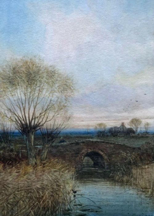 John Reginald Goodman Signed Original Early 20th Century Watercolour Painting Norfolk River Landscape