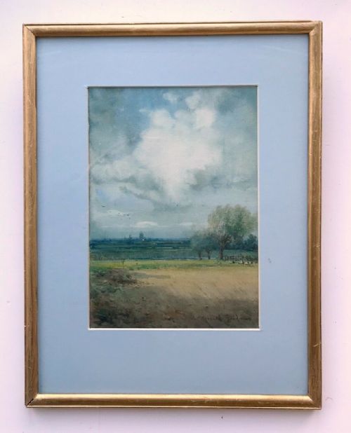 John Reginald Goodman Signed Original 20th Century English Watercolour Painting Norfolk Landscape