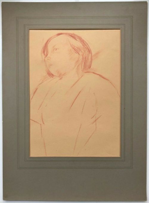fig 1. Muriel Metcalfe (m. Fred Lawson) Original Mid 20th Century Chalk Sketch Study Portrait of a Young Girl