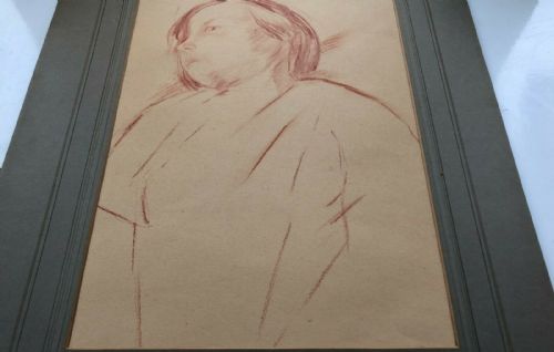 fig 2. Muriel Metcalfe (m. Fred Lawson) Original Mid 20th Century Chalk Sketch Study Portrait of a Young Girl
