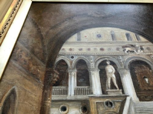 fig 2. S A Doidge Original 19th Century Antique Oil Painting on Canvas Entrance to Doge's Palace Venice Italy Italian Architecture
