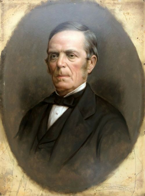 fig 1. Antique Late19th Century English School Original Oval Oil Painting on Board Bust Portrait of Gentleman