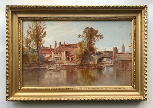 fig 1. Edward Arden Original Late 19th Century Antique Watercolour Painting Norwich River Landscape View