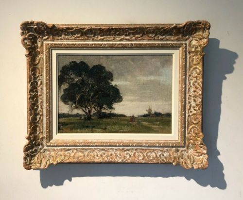 Circle of Kershaw Schofield Original Early 20th Century Antique Oil Painting on Canvas Figures Walking on a Country Path English Landscape