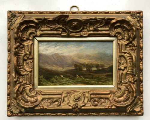 Thomas Henry Gibb Original 19th Century Antique Oil Painting on Panel Cattle Grazing Alnwick Northumberland Landscape