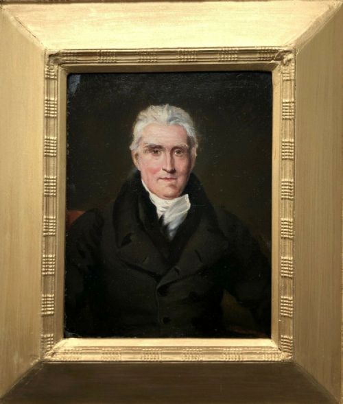 fig 1. Original 19th Century English School Antique Framed Oil Painting on Wood Panel Portrait of a Gentleman