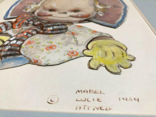 fig 1. Mabel Lucie Attwell Signed Original Watercolour Painting 1940's Postcard Image Illustration Artwork