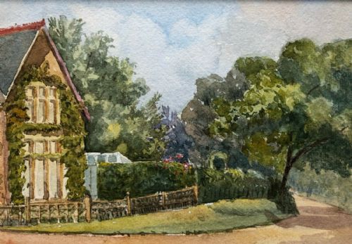fig 1. Mary Ellen Lee Original 1907 Antique Watercolour Painting Cottage Hunstanton, Norfolk English Landscape