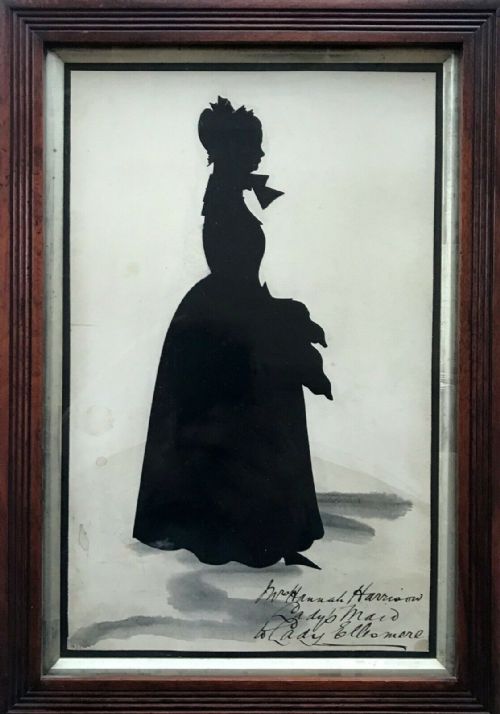 Original 19th Century English Antique Victorian Silhouette Portrait of a Lady's Maid