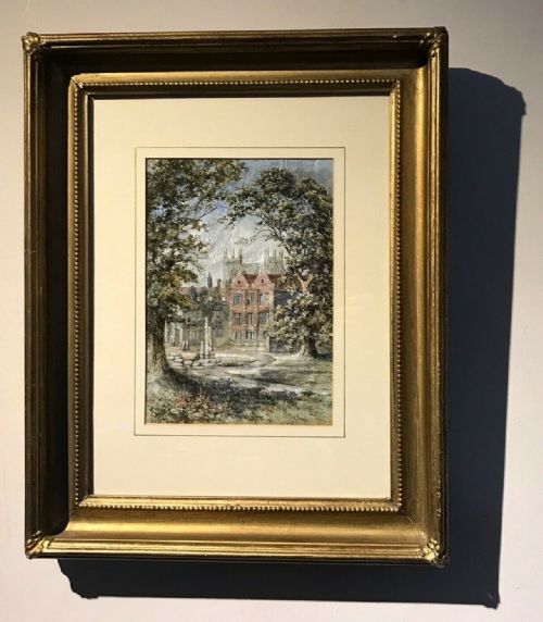 fig 1. Constance Frederica Gordon Cumming (1837-1924) Original 19th Century Antique Watercolour Painting York Minster & Blind Asylum North Yorkshire Historical Landscape
