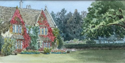 Mary Ellen Lee 1907 Original English Antique Watercolour Painting a Norfolk Cottage Landscape