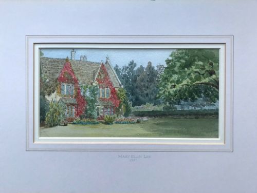fig 1. Mary Ellen Lee 1907 Original English Antique Watercolour Painting a Norfolk Cottage landscape