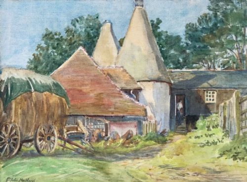 G I Fuller Maitland Signed 1933 Original Vintage English Watercolour Painting Playden Rye Sussex Oasts Farm Landscape