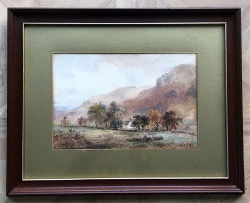 fig 1. W Appleton Signed Original Antique Welsh Watercolour Painting 'God's Acre' Wales