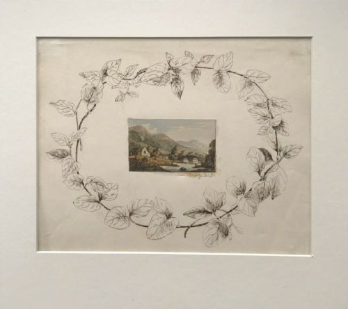 fig 1. Original Miniature 19th Century Antique Miniature Watercolour Painting Beddgelert Wales Landscape Scene
