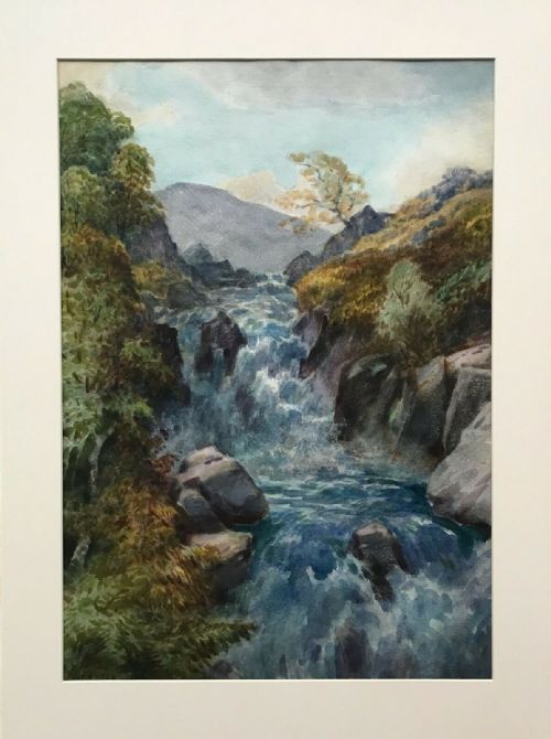 fig 1. John Arthur Dees Signed Original Early 20th Century Antique Watercolour Painting Sour Milk Ghyll Easedale Waterfall Landscape Grassmere Lake District