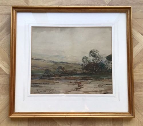 fig 1. Signed Kershaw Schofield Early 20th Century Antique Original Watercolour Painting Yorkshire Dales in Fog English Countryside Landscape