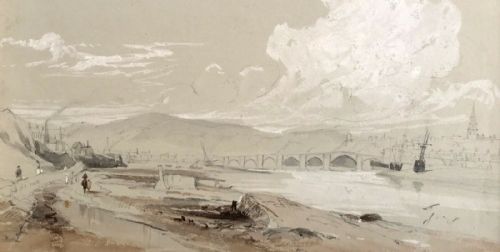 fig 1. George Balmer (1806-1846) Original 19th Century Antique Sketched Painting Berwick S E View North East Seascape