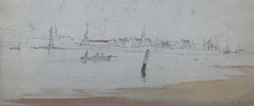 George Balmer (1806-1846) Signed Original Antique Painting Sketch Drawing Port of Blyth Northumberland North East England Seascape