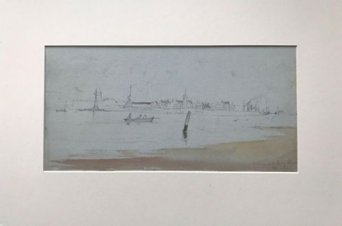 fig 1. George Balmer (1806-1846) Signed Original Antique Painting Sketch Drawing Port of Blyth Northumberland North East England Seascape