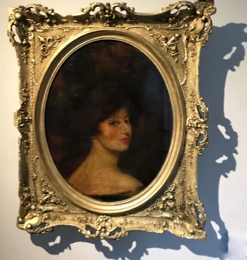 fig 1. Inscribed Thomas Lawrence Verso, Original 19th Century Antique Oil Painting on Oval Canvas Portrait of Lady