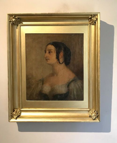 Signed John Syme Rsa (1795 - 1861) Original 19th Century Antique Oil Painting on Canvas Portrait of a Young Italian Lady in Gilt Frame