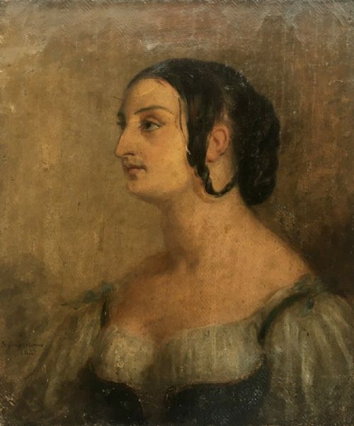 fig 1. Signed John Syme RSA (1795 - 1861) Original 19th Century Antique Oil Painting on Canvas Portrait of a Young Italian Lady in Gilt Frame