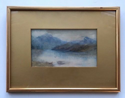 Circle of Jmw Turner Original Early 19th Century Antique Watercolour Painting Mountain & Lake Landscape