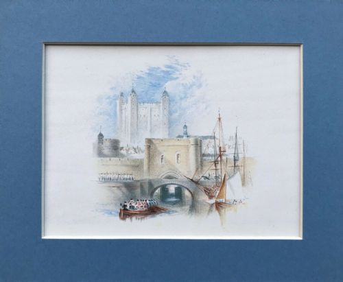 After Jmw Turner, Tower of London, Original 19th Century Antique 1884 Published Mounted Lithograph