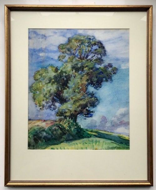 fig 1. Frank Samuel Eastman RA Signed 1925 Original Antique English Watercolour painting Tree Meadow Landscape 