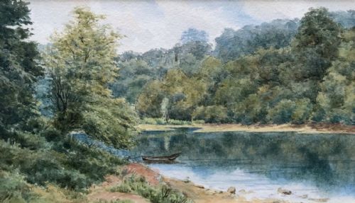 George Lane Fox Mp (1st Baron of Bingley) Original Early 20th Century Watercolour Painting Wothersome Lake English Landscape