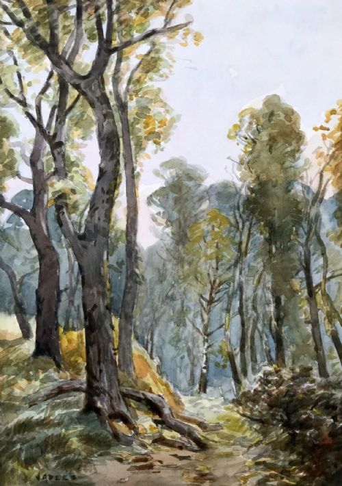John Arthur Dees Signed Original Early 19th Century Watercolour Painting Ravensworth Woods Durham English Landscape