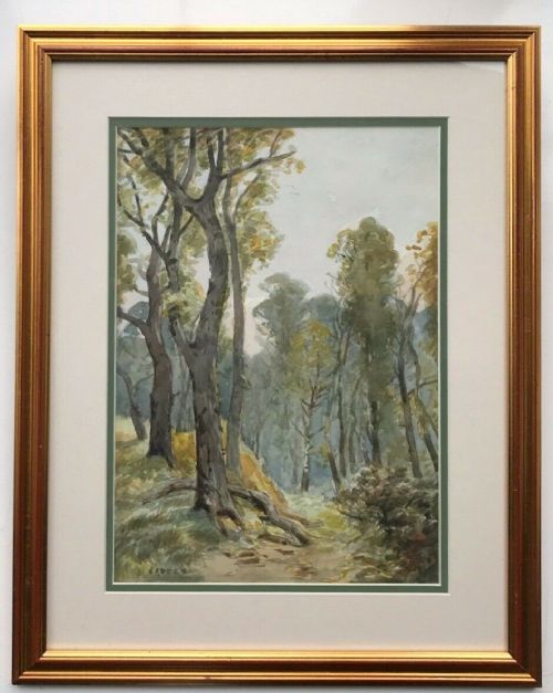 fig 1. John Arthur Dees Signed Original Early 19th Century Watercolour Painting Ravensworth Woods Durham English Landscape