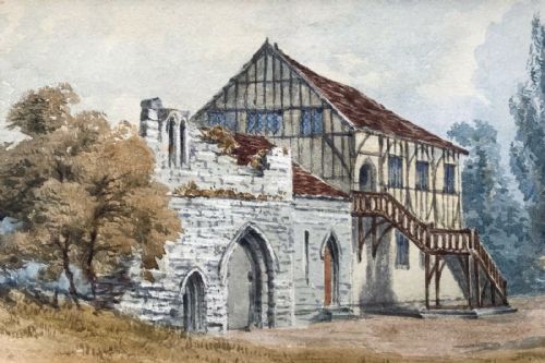 fig 1. Original Monogrammed 19th Century Antique 1873 Watercolour Painting St Marys York Museum Gardens Hospitium English landscape