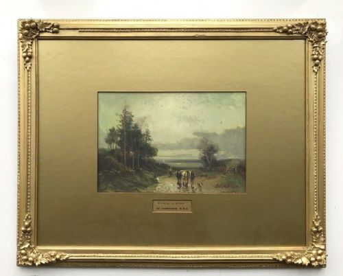 fig 1. William Manners Signed Original 19th Century English Antique Watercolour Painting Levens Cumbria Dusk Landscape