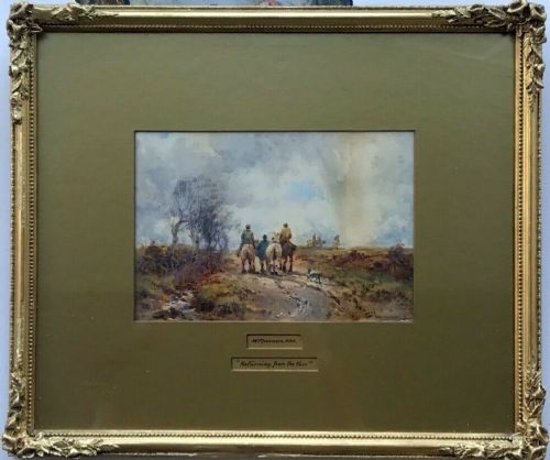 fig 1. William Manners Signed Original 19th Century English Antique Watercolour Painting Horse Fair Westmoreland Landscape