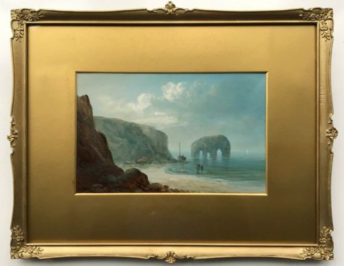 fig 1. John Gunson Atkinson Signed Original 19th Century Antique Oil Painting Seascape Marsden Rock