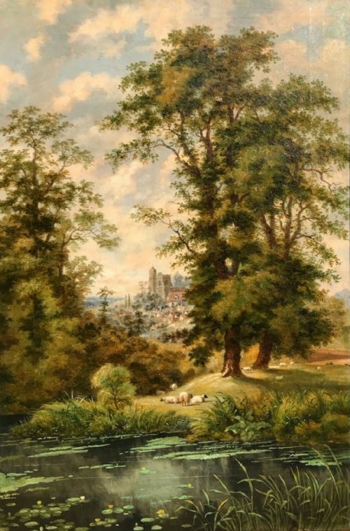 Dean Wolstenholme Highgate London Rural Landscape Original Signed 19th Century English Antique Oil Painting on Canvas