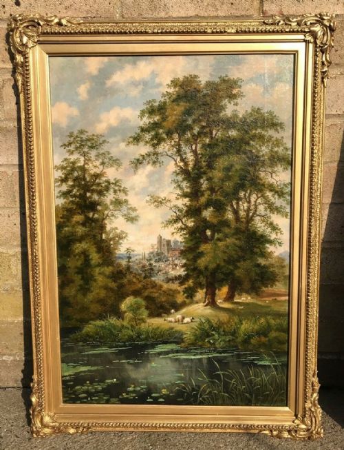 fig 1. Dean Wolstenholme Highgate London Rural Landscape Original Signed 19th Century English Antique Oil Painting on Canvas