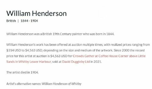 fig 1. William Henderson Signed Original 1890 Antique Oil Painting on Canvas Oswy Street Whitby North Yorkshire