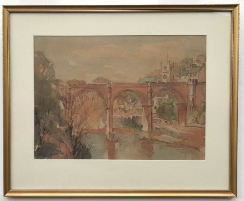 Angus Rands (1922-1985) 'Knaresborough Viaduct' Original Signed Watercolour Painting Yorkshire Landscape