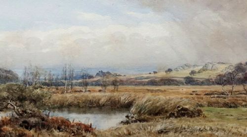 Alice Mary Hobson 1905 Original Signed Antique Watercolour Painting Beacon Hill Leicestershire Landscape