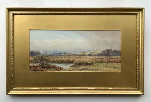 fig 1. Alice Mary Hobson 1905 Original signed Antique Watercolour Painting Beacon Hill Leicestershire Landscape