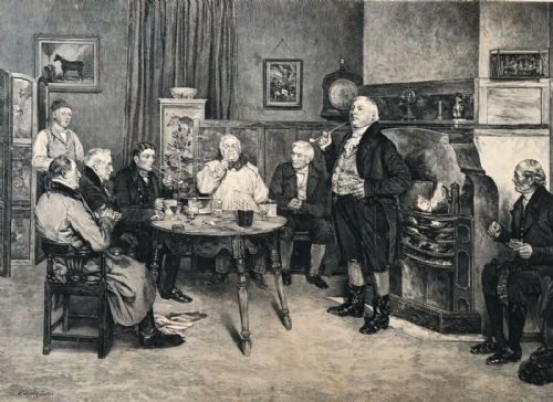 fig 1. After Walter Denby Sadler Original Signed Antique Etching 'Village Gossips'