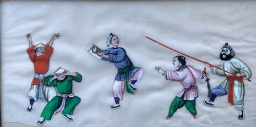 fig 1. Chinese Original C19th Antique Watercolour Painting on Pith Paper Figure Study
