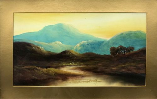 fig 1. British School Original 19th Century Antique Painting Mountainous Landscape with Sheep